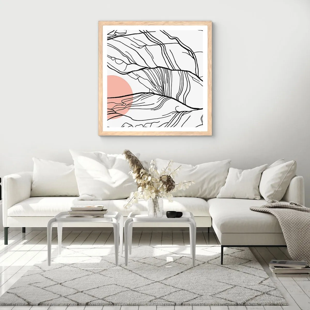 Poster in cornice rovere chiaro - Nella rete dei rami - 40x40 cm