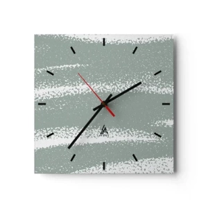 Orologio da parete - Orologio in Vetro - Onde invernali nei toni del menta e del bianco - 30x30cm - Astrazione in clima invernale - Decorazione murale moderna per soggiorno e camera da letto ARTTOR
