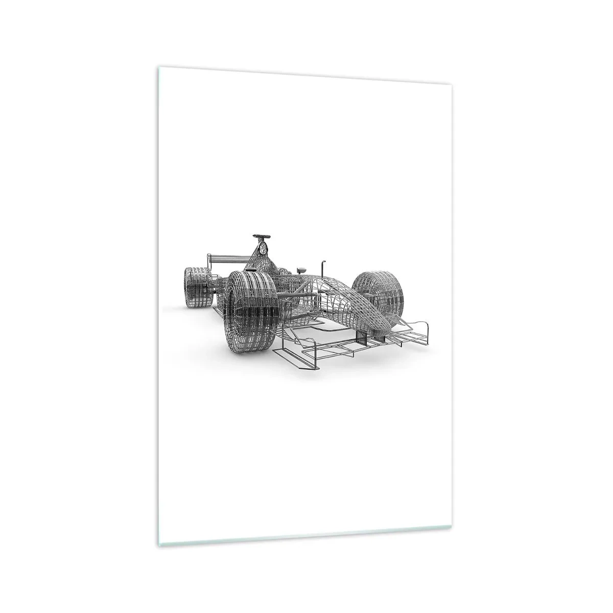 Quadro su vetro - Uno schizzo di un'auto da corsa su uno sfondo chiaro - 70x100cm - Struttura ideale: idea di slancio - Decorazione murale moderna per soggiorno e camera da letto ARTTOR