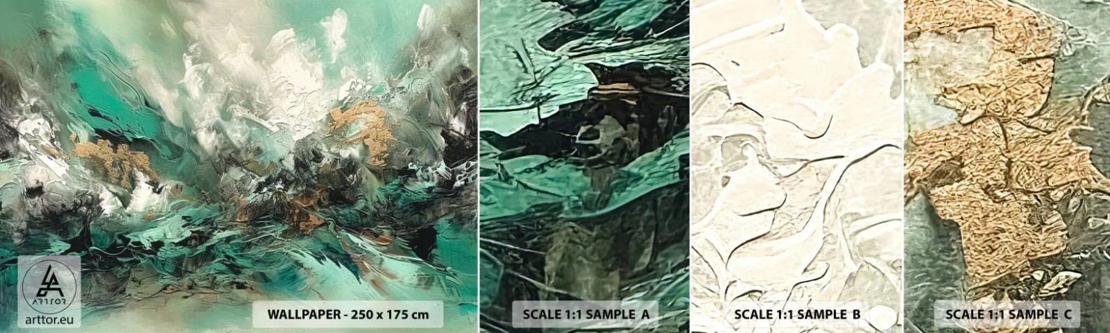 Campione di Fotomurale Adesivo Deluxe Sticker - Frangente nero e smeraldo - Astrazione, Pezzo, Colore - 100x30 cm