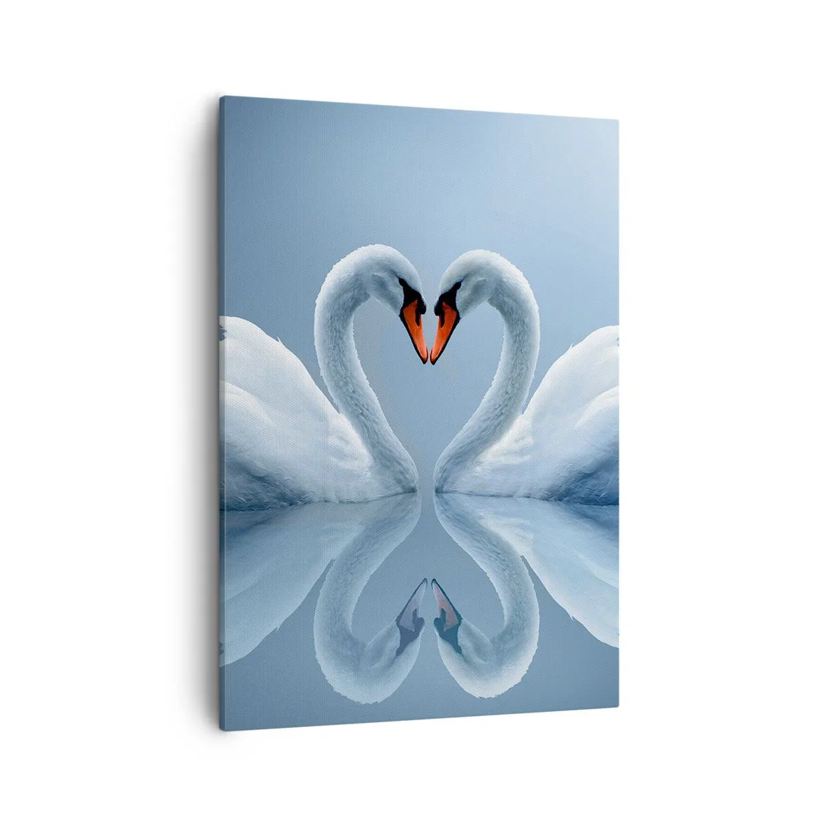 Quadro su tela - Stampe su Tela - Due cigni formano un cuore su una superficie calma dell'acqua - 50x70cm - Il tempo dell'amore - Decorazione murale moderna per soggiorno e camera da letto ARTTOR