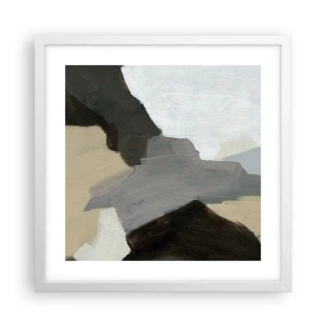 Poster in cornice bianca - Astrazione: il crocevia del grigio - 40x40 cm
