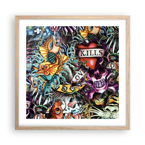 Poster in cornice rovere chiaro - Il sogno del tatuatore - 50x50 cm