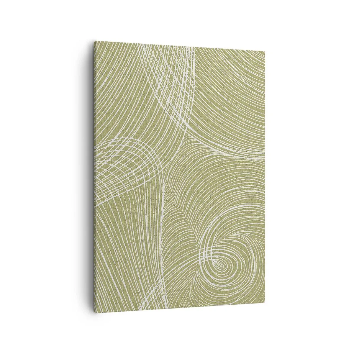 Quadro su tela - Stampe su Tela - Linee verdi e bianche in una composizione astratta - 50x70cm - Astrazione intricata in bianco - Decorazione murale moderna per soggiorno e camera da letto ARTTOR