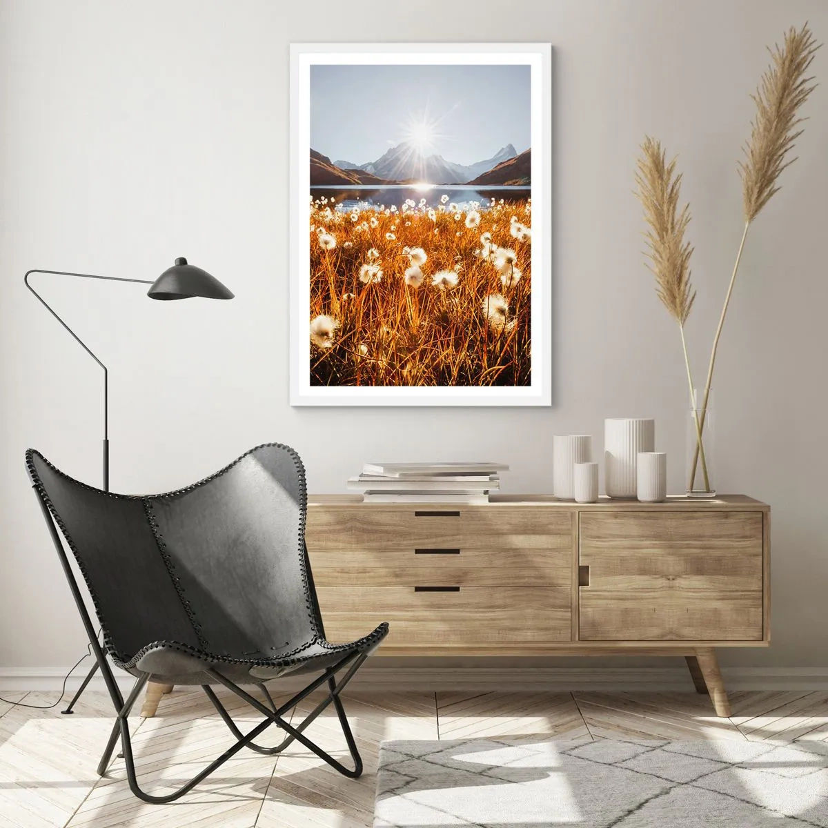 Poster in cornice bianca - Durezza delle pietre, morbidezza dell'erba - 50x70 cm