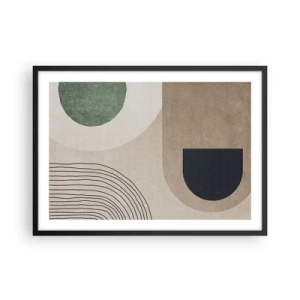 Poster in cornice nera - Forme geometriche nei toni del beige e del verde - 70x50cm - La mitezza dell'ovale - Decorazione murale moderna per soggiorno e camera da letto ARTTOR