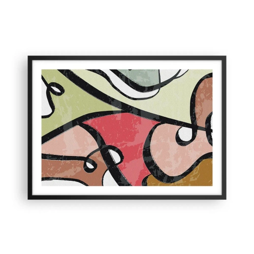 Poster in cornice nera - Forme astratte colorate con linee nere - 70x50cm - Piroette tra i colori - Decorazione murale moderna per soggiorno e camera da letto ARTTOR