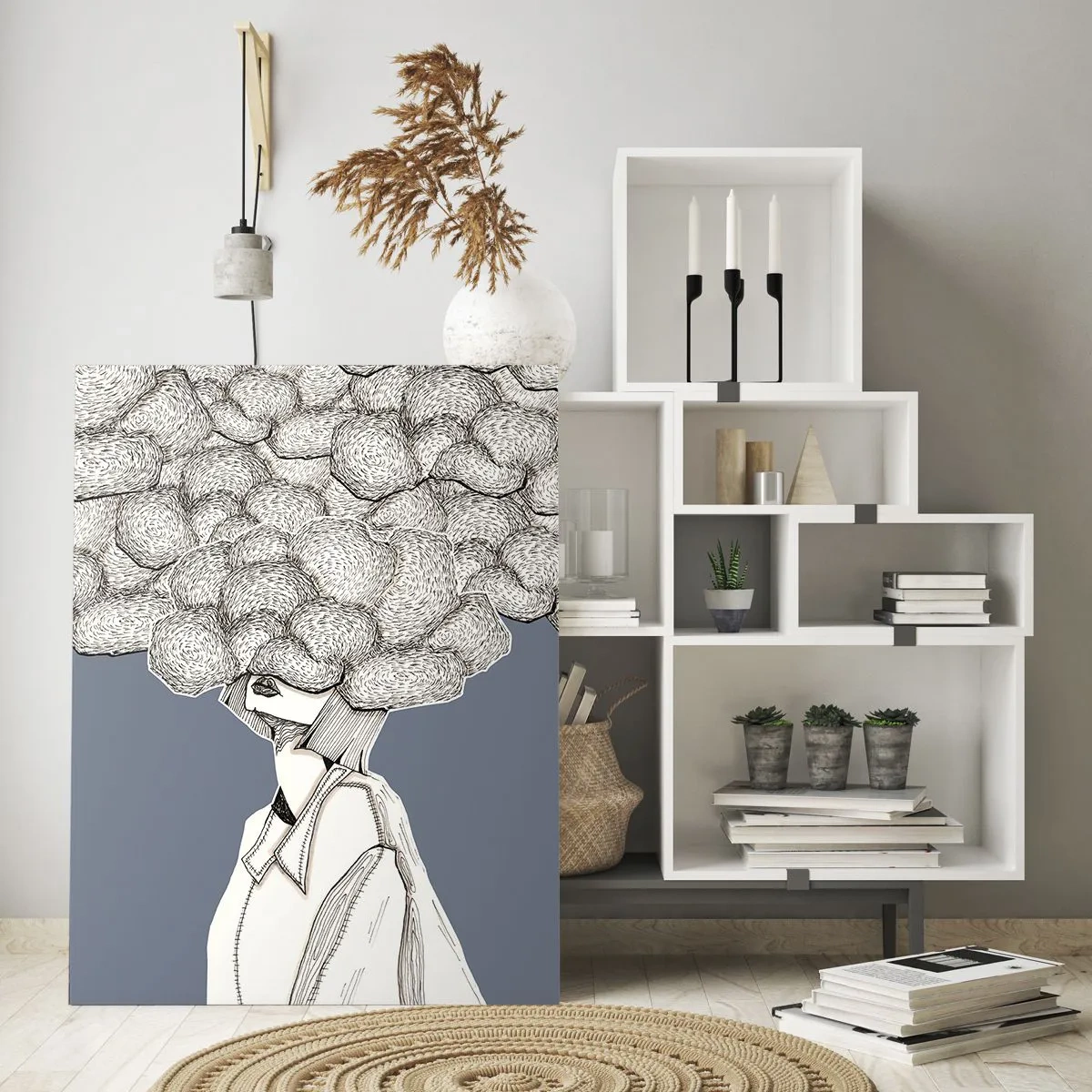 Quadro su vetro - Con la testa tra le nuvole - 70x100 cm