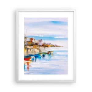 Poster in cornice bianca - Molo cittadino multicolore - 40x50 cm