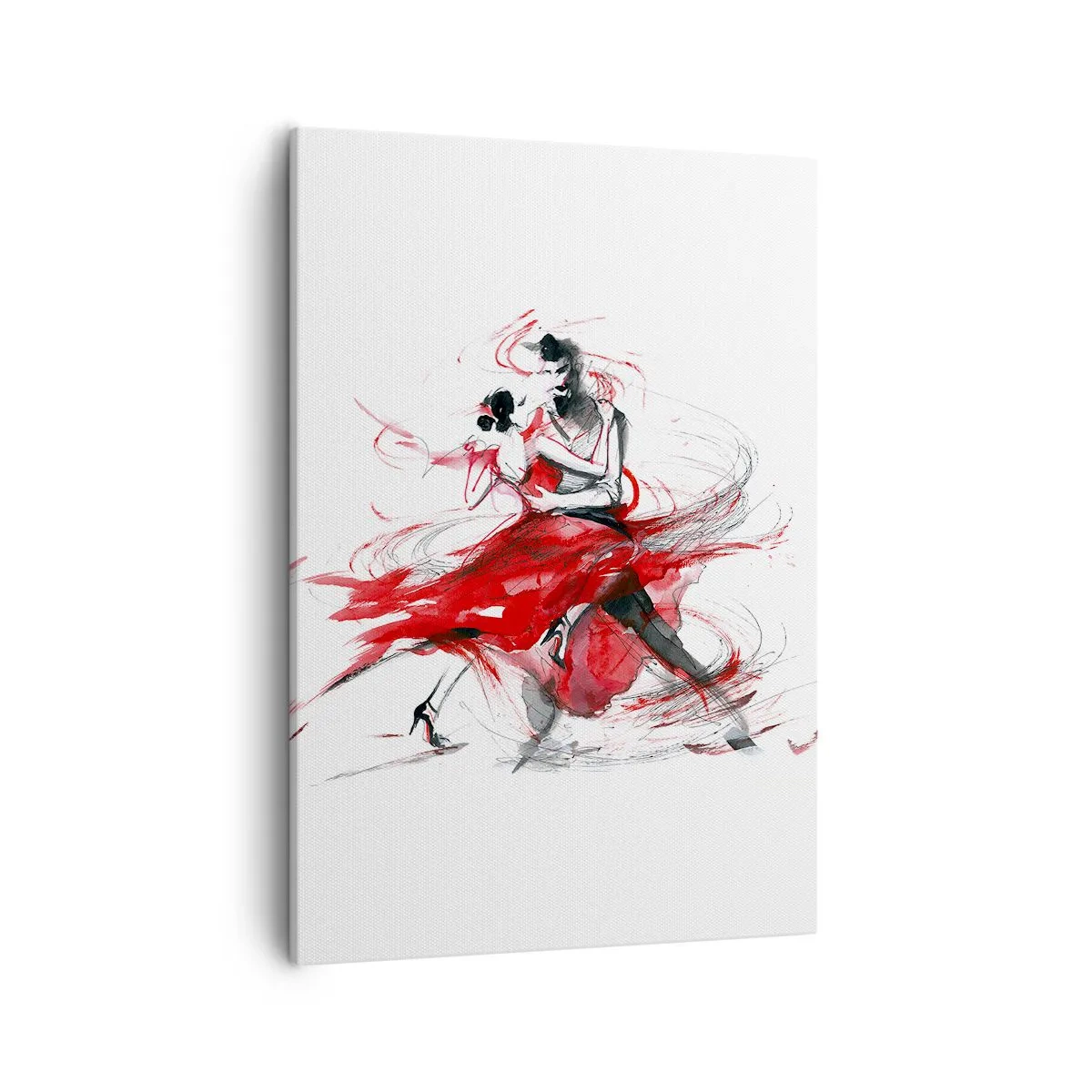 Quadro su tela - Stampe su Tela - Ballerini in una danza dinamica con accenti rossi - 50x70cm - Tango: il ritmo della passione - Decorazione murale moderna per soggiorno e camera da letto ARTTOR