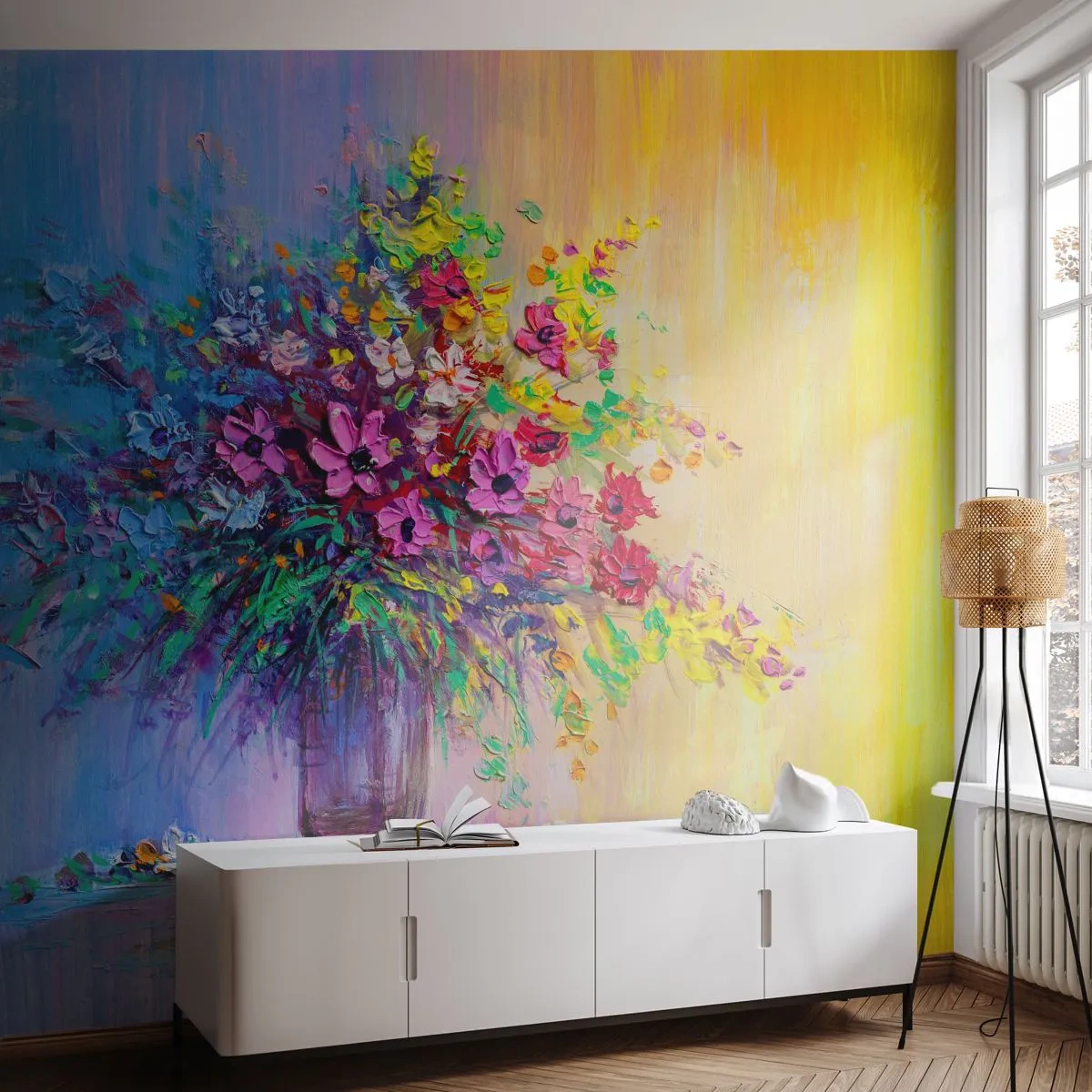Fotomurali Premium Canvas - Dono di un prato estivo - Fiori in un vaso, Pezzo, Mazzo di fiori - 250x175 cm