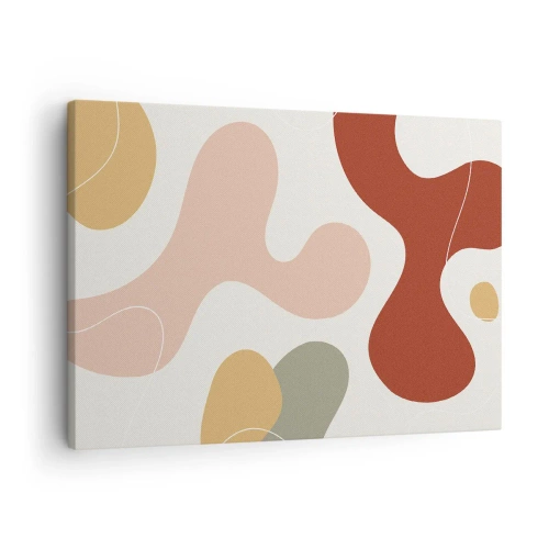 Quadro su tela - Stampe su Tela - Una composizione astratta in tonalità pastello con forme dinamiche. - 70x50cm - Ghirigori - Decorazione murale moderna per soggiorno e camera da letto ARTTOR