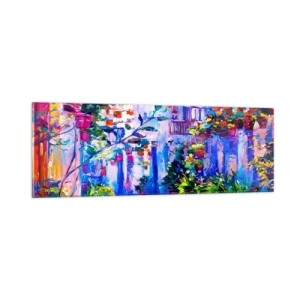 Quadro su vetro - Impressionismo: stradina italiana - 90x30 cm