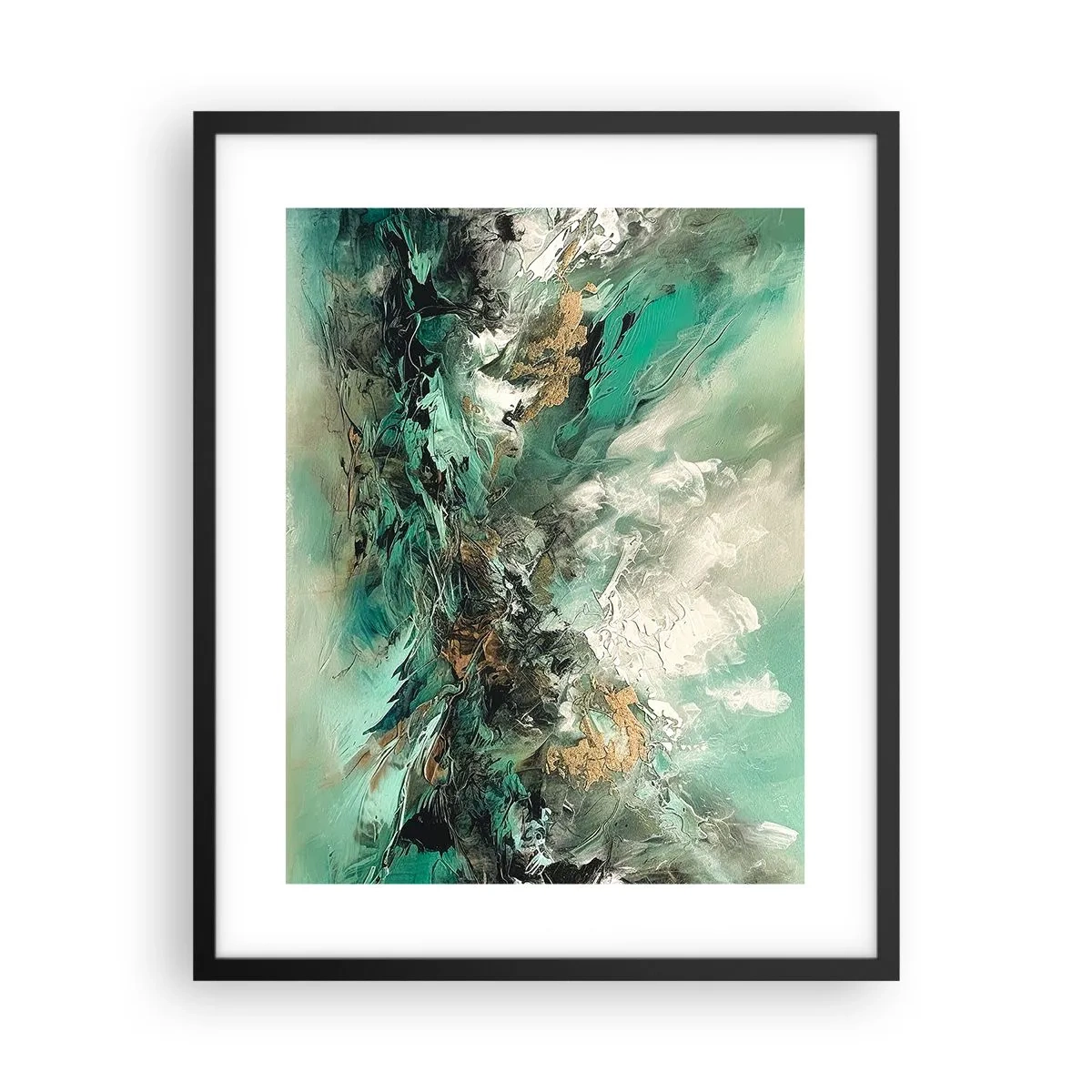 Poster in cornice nera - Frangente nero e smeraldo - 40x50 cm