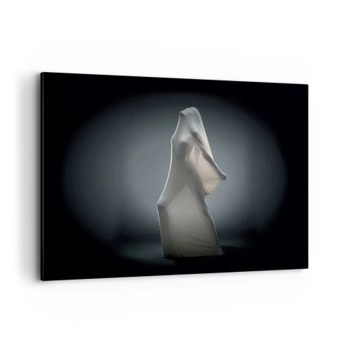 Quadro su tela - Stampe su Tela - Una figura in tessuto bianco su uno sfondo scuro - 120x80cm - Desideri nascosti - Decorazione murale moderna per soggiorno e camera da letto ARTTOR