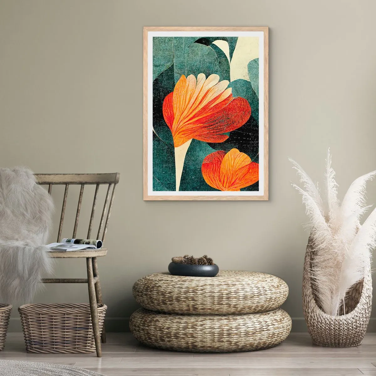 Poster in cornice rovere chiaro - Caldo dei tropici e fresco del verde - 40x50 cm