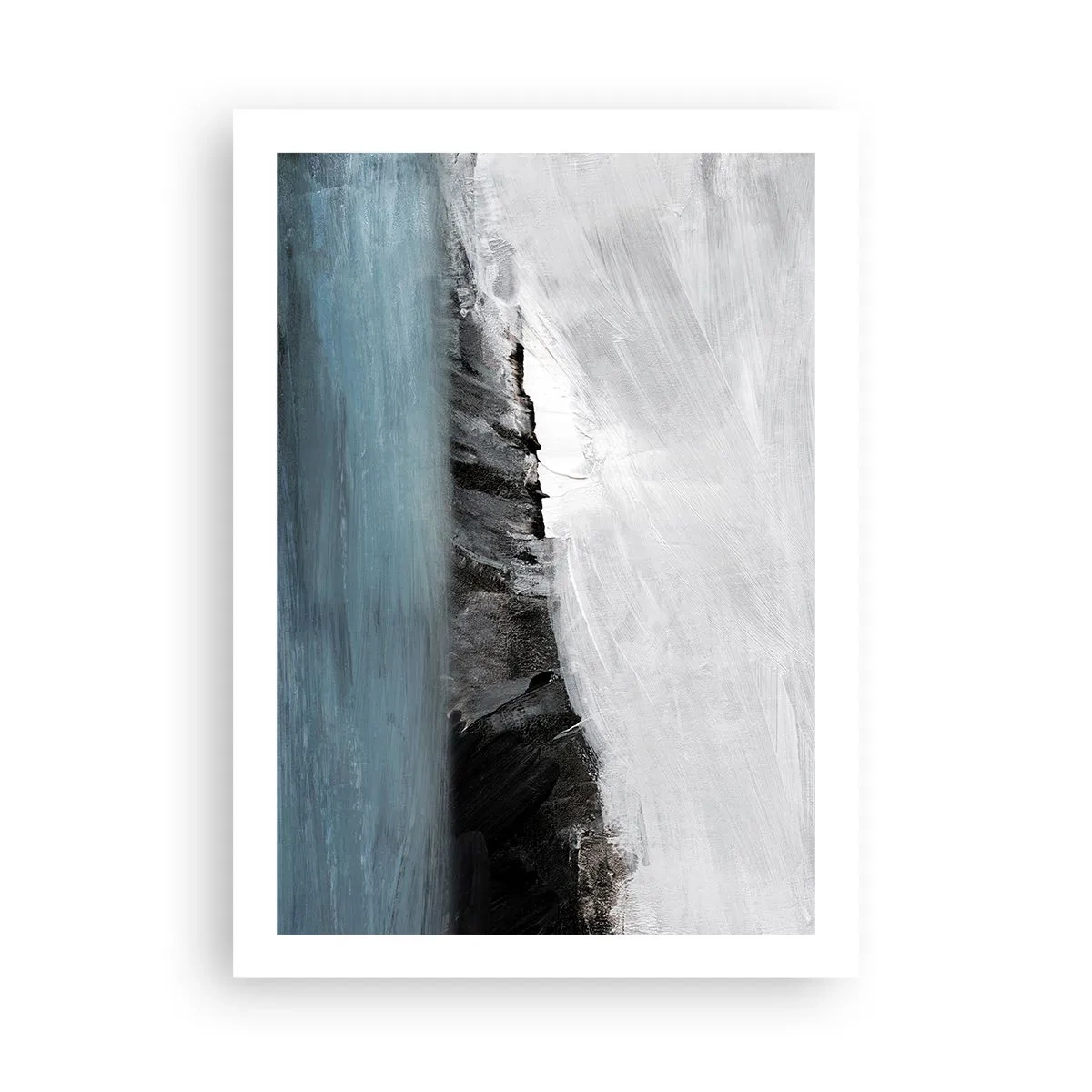 Poster - Composizione astratta di una costa rocciosa e dell'oceano - 50x70cm - Acqua-terra: lo scontro degli elementi - Decorazione murale moderna per soggiorno e camera da letto ARTTOR