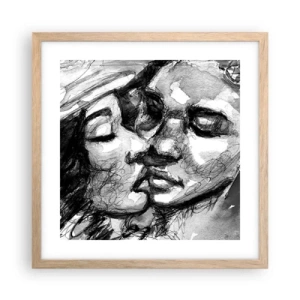 Poster in cornice rovere chiaro - Un attimo di tenerezza - 40x40 cm