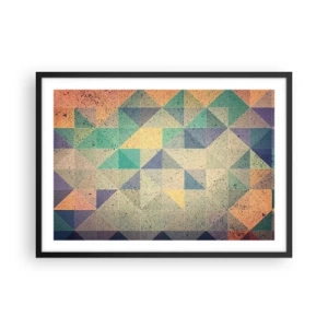 Poster in cornice nera - Una composizione colorata di triangoli geometrici in tonalità pastello. - 70x50cm - La repubblica dei triangoli - Decorazione murale moderna per soggiorno e camera da letto ARTTOR