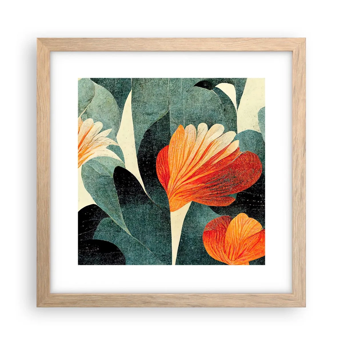 Poster in cornice rovere chiaro - Caldo dei tropici e fresco del verde - 30x30 cm
