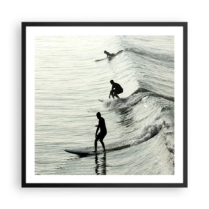 Poster in cornice nera - Onde all'incontro - 60x60 cm