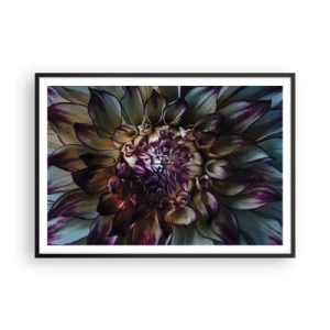 Poster in cornice nera - Primo piano di un fiore di dalia in toni scuri - 100x70cm - Il rigoglio della giovinezza - Decorazione murale moderna per soggiorno e camera da letto ARTTOR