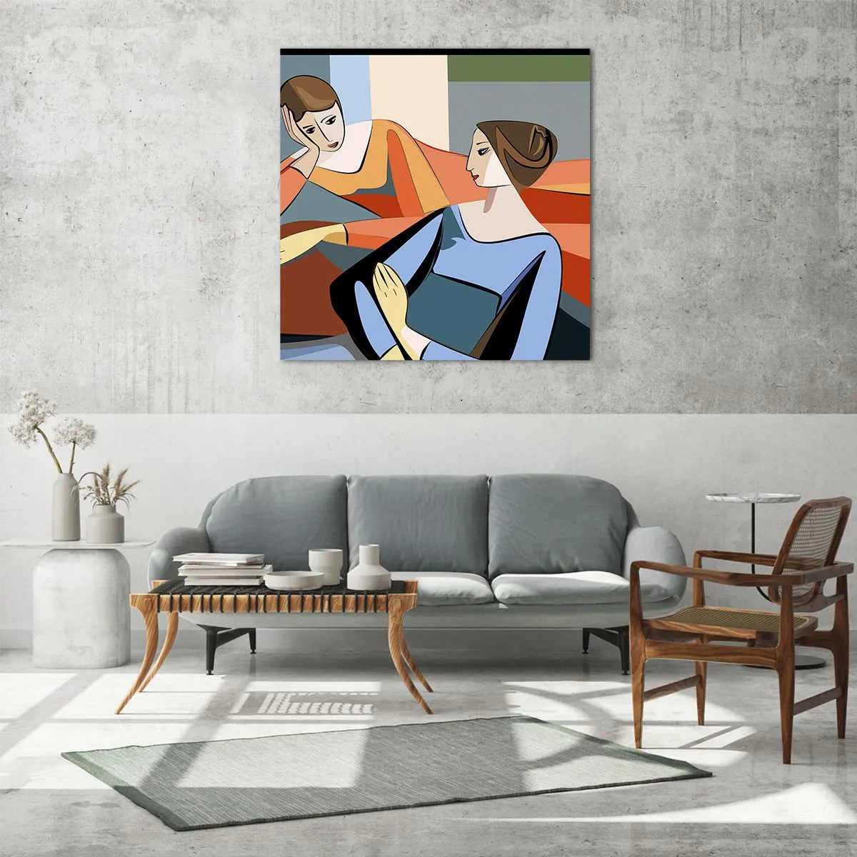 Quadro su vetro - Il momento delle confidenze - 40x40 cm