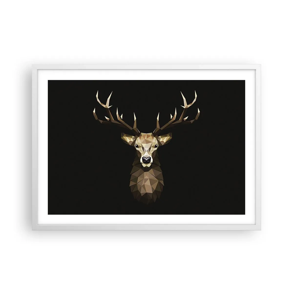 Poster in cornice bianca - Cervo cubista - 70x50 cm