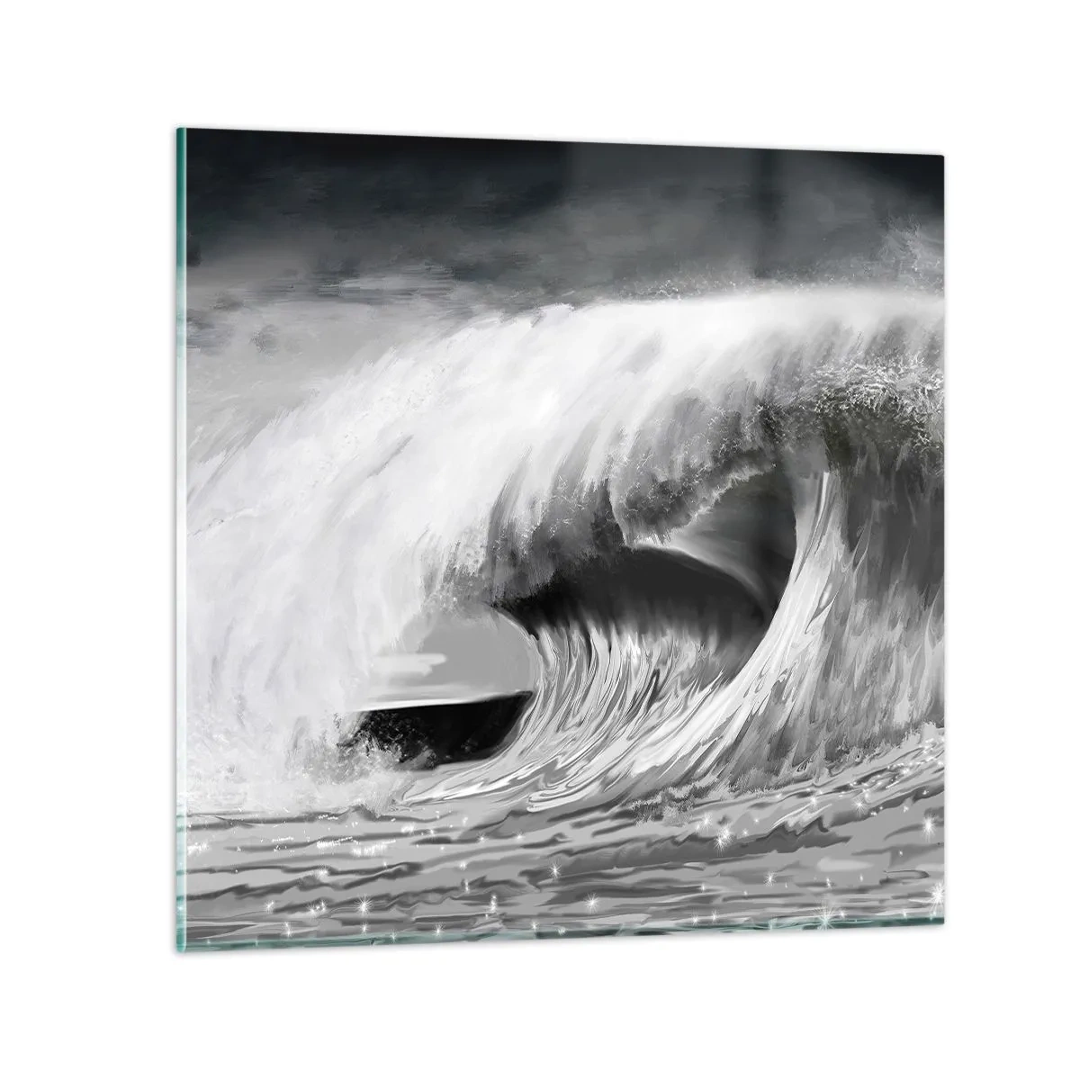 Quadro su vetro - La furia dell'oceano - 30x30 cm