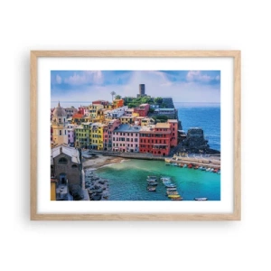 Poster in cornice rovere chiaro - Magica cittadina mediterranea - 50x40 cm