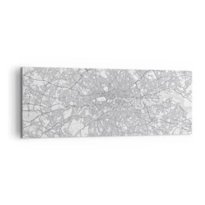 Quadro su tela - Stampe su Tela - Una mappa della città minimalista nei toni del grigio - 140x50cm - Mappa del labirinto di Londra - Decorazione murale moderna per soggiorno e camera da letto ARTTOR