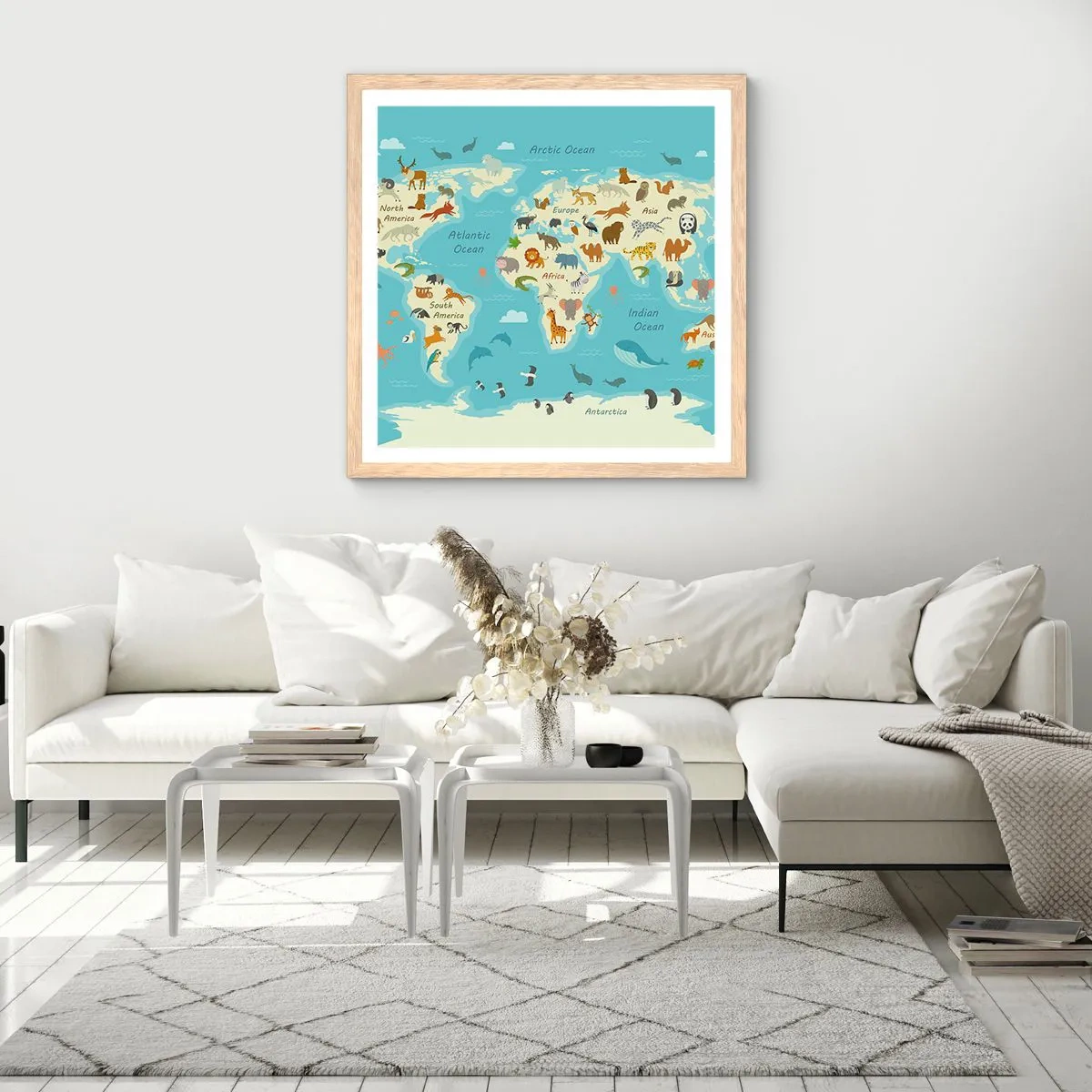 Poster in cornice rovere chiaro - Buoni vicini - 60x60 cm