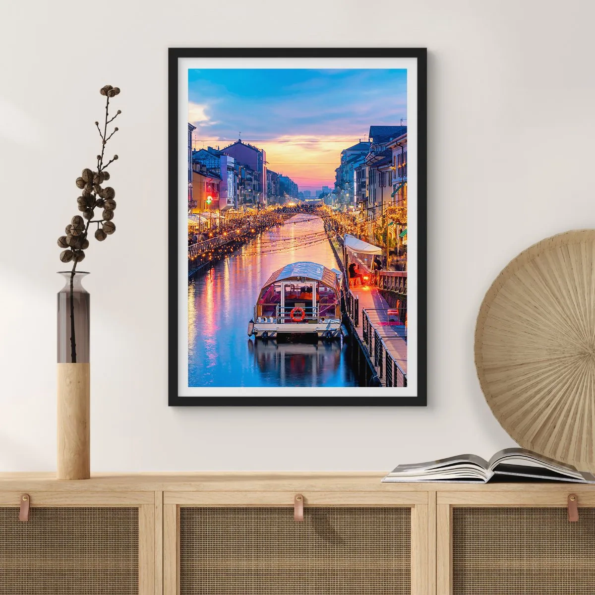 Poster in cornice nera - Sera di luce e di divertimento - 61x91 cm