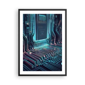 Poster in cornice nera - Una visione futuristica di un circuito integrato - 50x70cm - Sto pensando qualcosa... - Decorazione murale moderna per soggiorno e camera da letto ARTTOR
