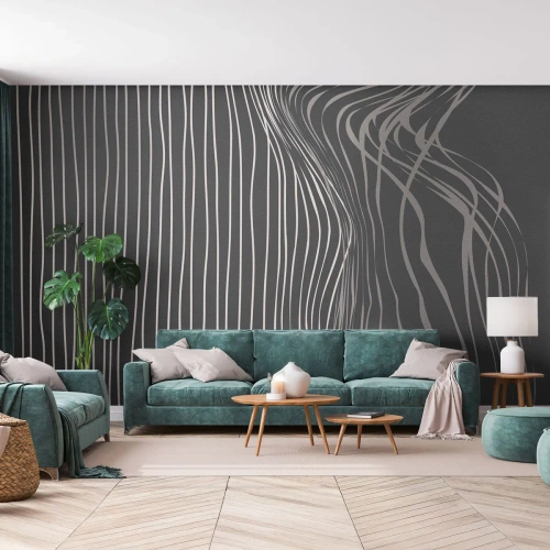 Fotomurali Autoadesivo Deluxe Sticker - Ritmo e accento - Astrazione, Pezzo, Bianco e nero - 250x175 cm