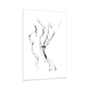 Quadro su vetro - Linee delicate e astratte che ricordano scie di fumo su uno sfondo chiaro - 80x120cm - Bella e forte - Decorazione murale moderna per soggiorno e camera da letto ARTTOR