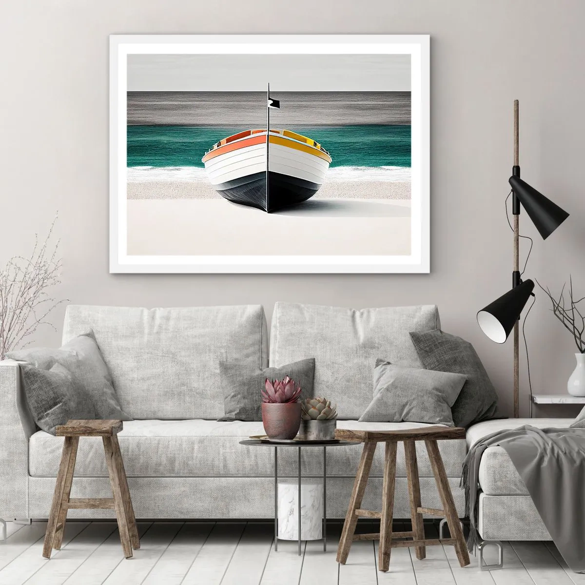 Poster in cornice bianca - Al suo posto - 91x61 cm