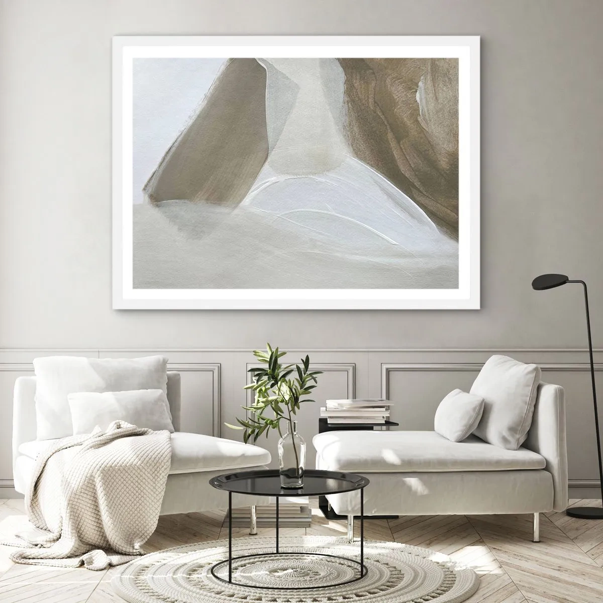 Poster in cornice bianca - Onda di bianco - 40x30 cm