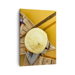 Quadro su tela - Stampe su Tela - Una barca tradizionale vista da una prospettiva a volo d'uccello - 50x70cm - Vita sul Fiume Giallo - Decorazione murale moderna per soggiorno e camera da letto ARTTOR