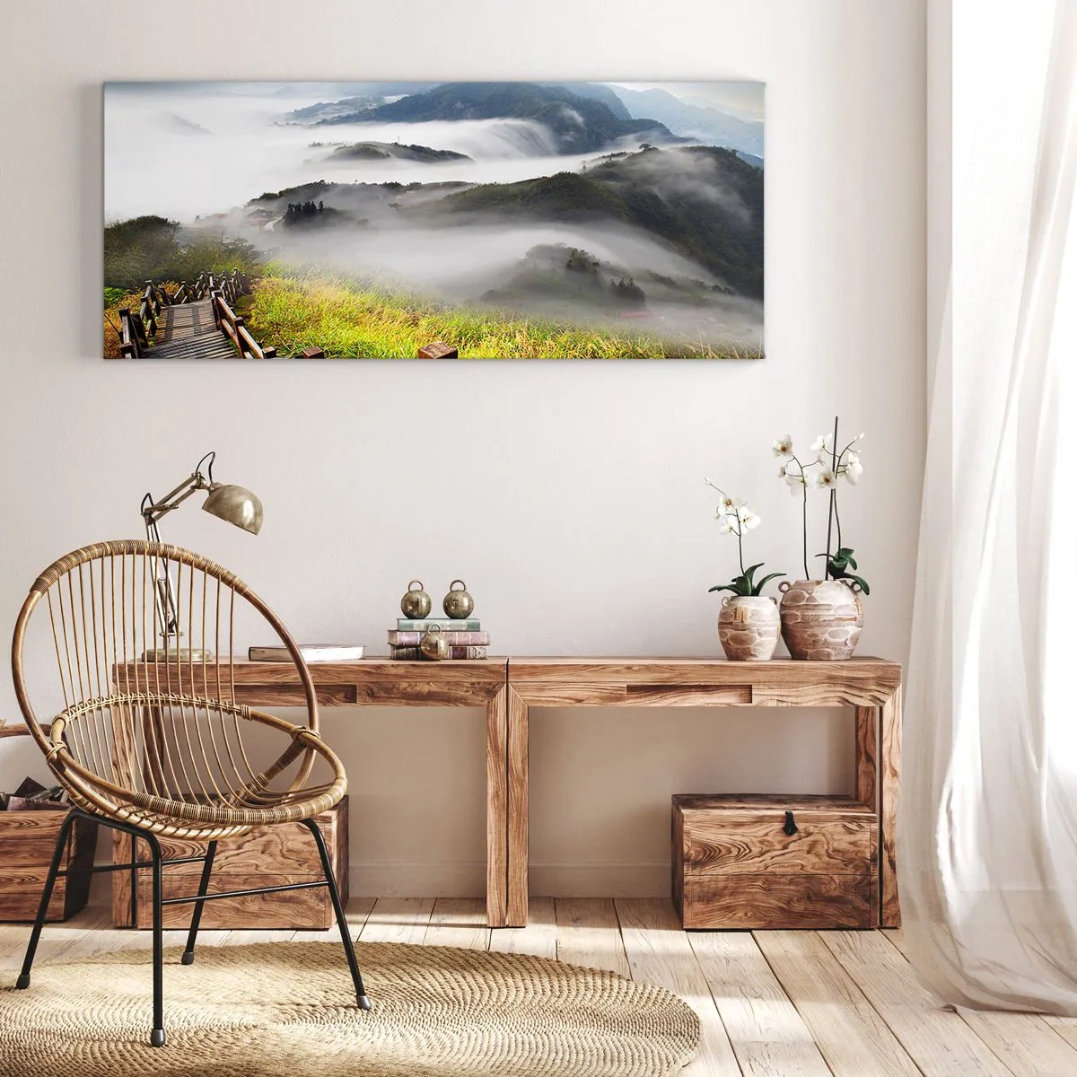 Quadro su tela - Stampe su Tela - Avvolti di luce e nebbia - 90x30 cm
