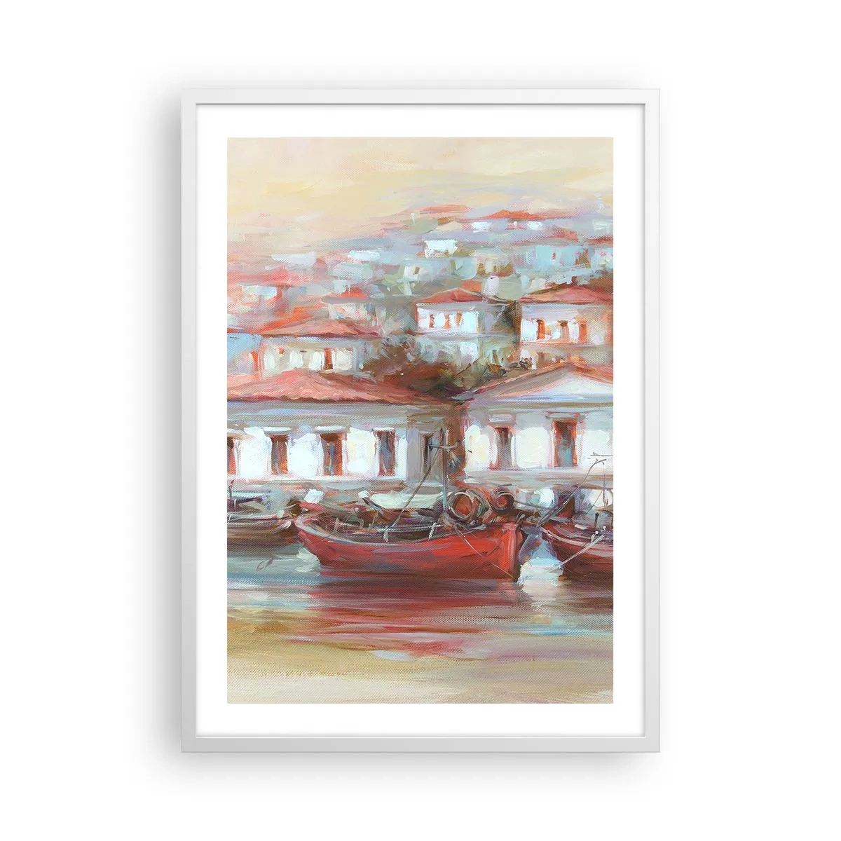 Poster in cornice bianca - Cittadina felice - 50x70 cm