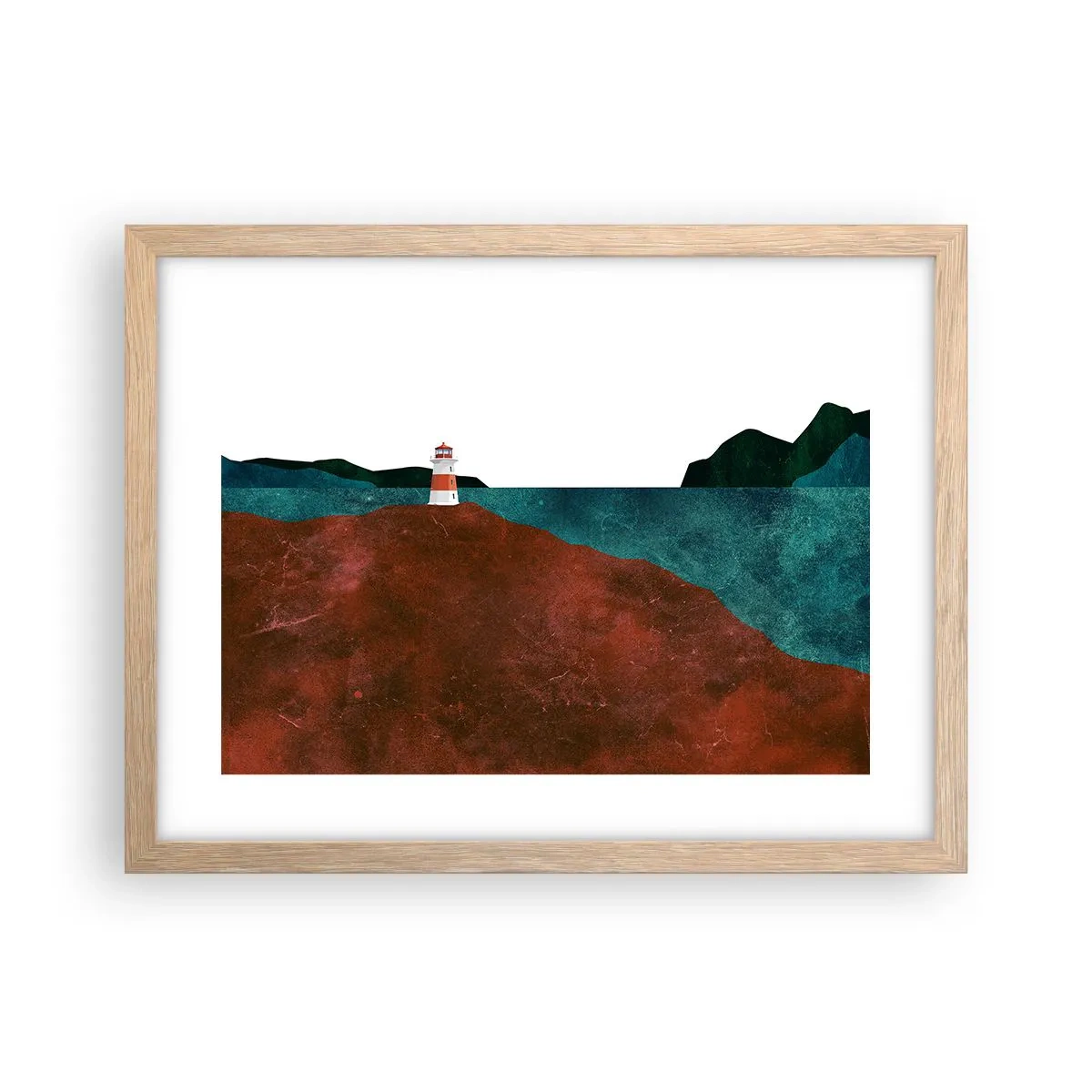 Poster in cornice rovere chiaro - Contemplando il mare - 40x30 cm