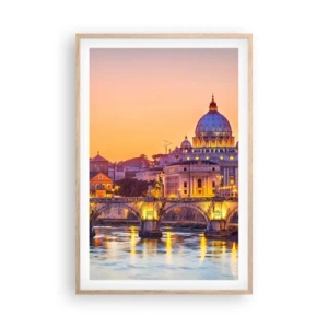 Poster in cornice rovere chiaro - Tramonto sulla Città Eterna - 61x91 cm