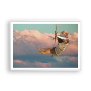 Poster in cornice bianca - Divertimento tra le nuvole - 100x70 cm
