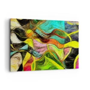 Quadro su tela - Stampe su Tela - Una composizione astratta con macchie colorate e linee dinamiche. - 120x80cm - Il movimento è vita - Decorazione murale moderna per soggiorno e camera da letto ARTTOR