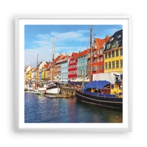 Poster in cornice bianca - Riva gioiosa - 60x60 cm