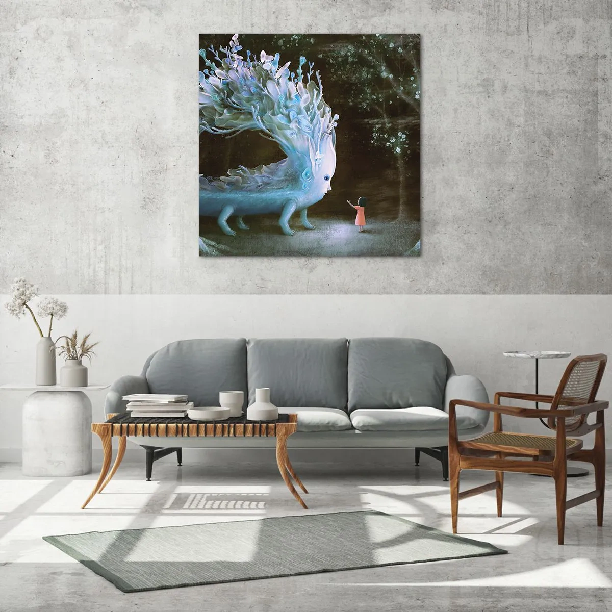 Quadro su vetro - Incontro fantastico - 40x40 cm