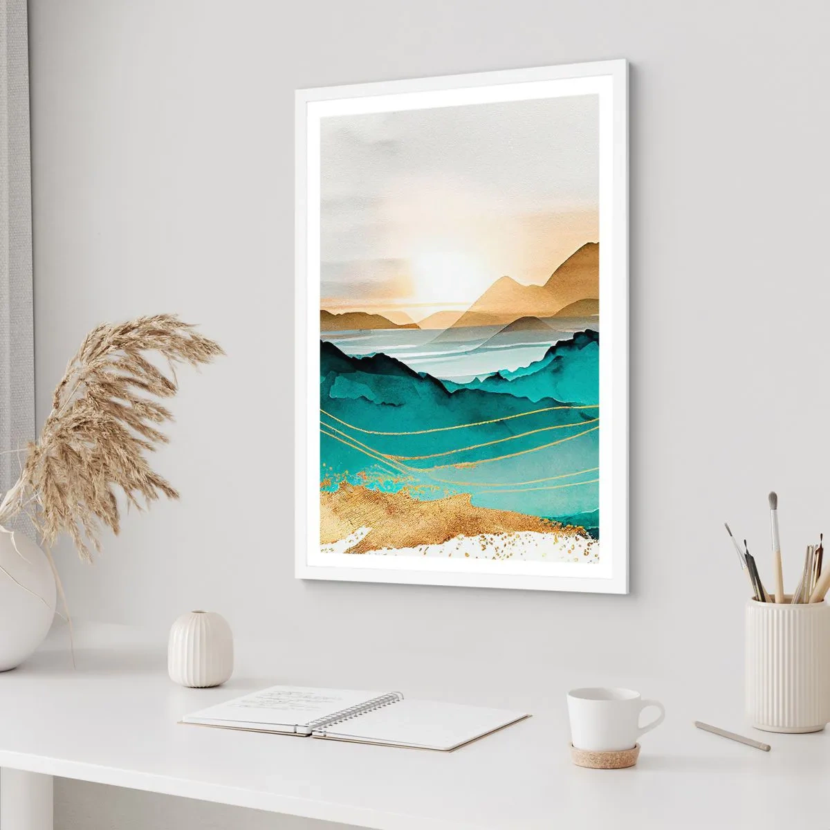 Poster in cornice bianca - Paesaggio ai confini dell'astrazione - 61x91 cm