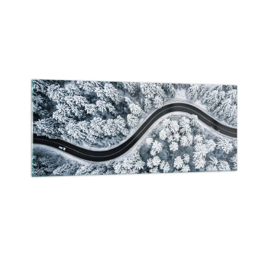 Quadro su vetro - Attraverso il bosco invernale - 100x40 cm