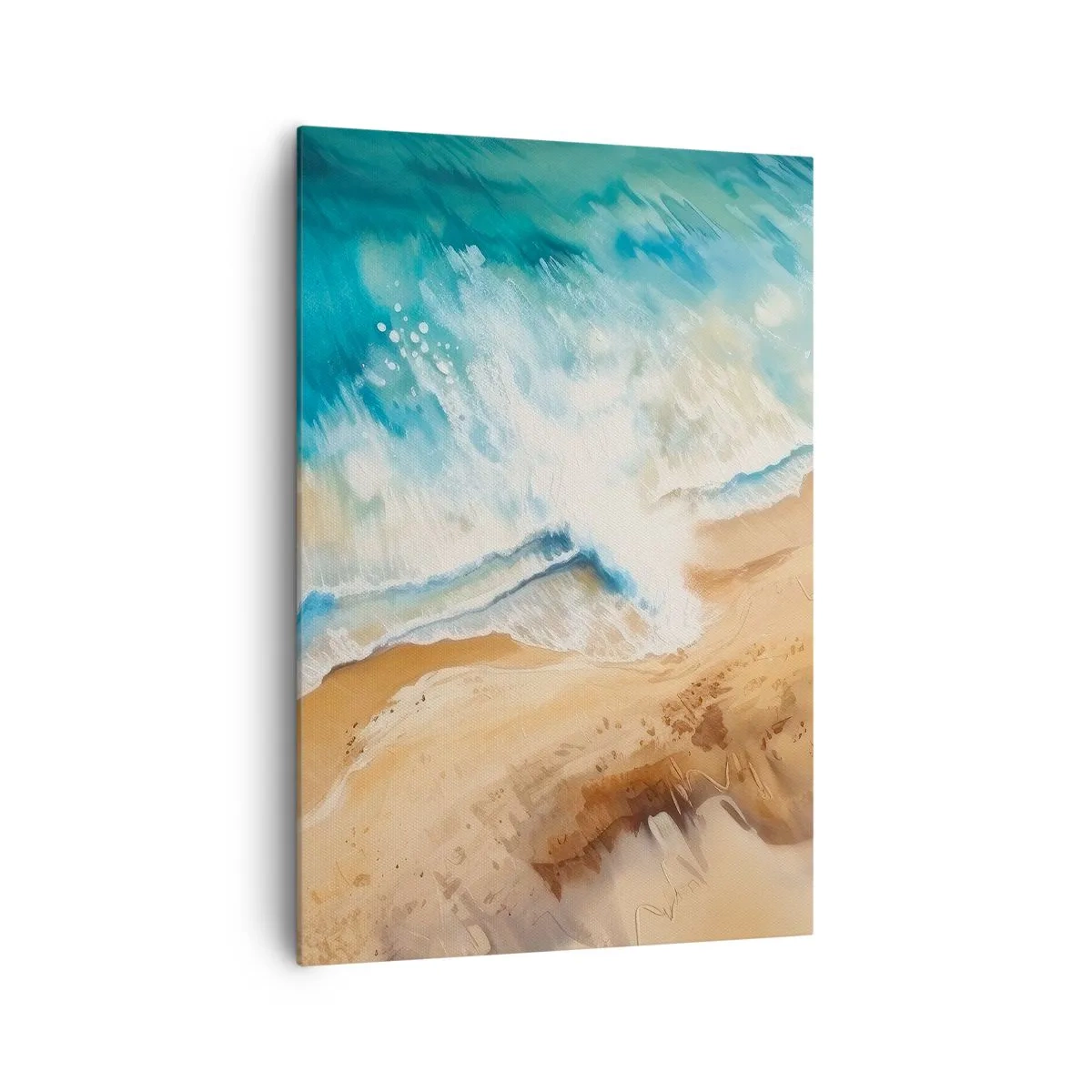 Quadro su tela - Stampe su Tela - Un'onda del mare che si infrange contro la riva sabbiosa - 70x100cm - L'onda che ritorna - Decorazione murale moderna per soggiorno e camera da letto ARTTOR